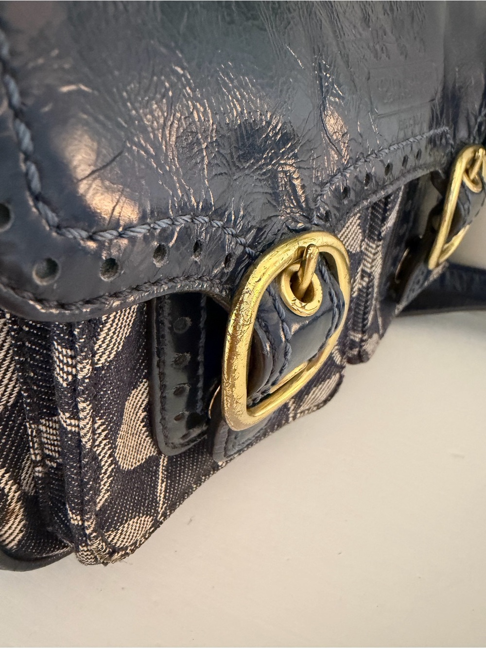 COACH Bleecker Navy Signature Denim & Patent Leather Jessie Crossbody Bag, 12534 - Picture 14 of 16
